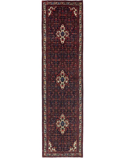 Tappeto Hamadan Persia grigio marrone 108x415