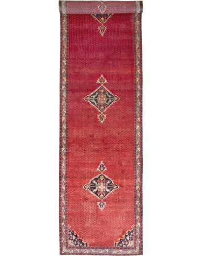 Tappeto Hamadan Persia rosso verde 130x500