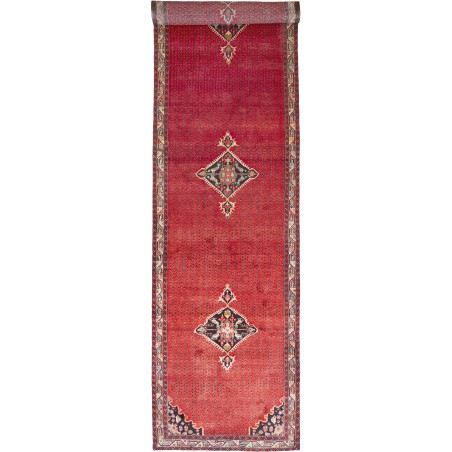 Tappeto Hamadan Persia rosso verde 130x500