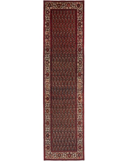 Tappeto Hamadan Persia grigio giallo 106x430