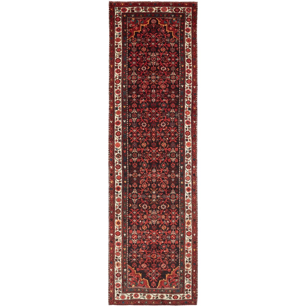 Tappeto Hamadan Persia grigio marrone 108x387 Tappeto Hamadan Persia grigio marrone 108x387