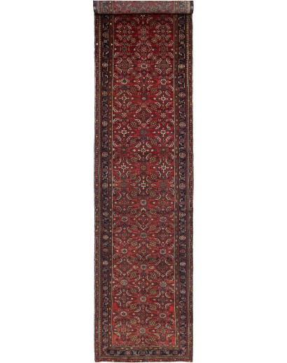 Tappeto Hamadan Persia grigio marrone 113x502