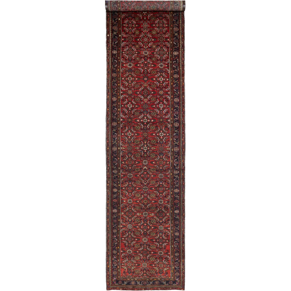 Tappeto Hamadan Persia grigio marrone 113x502 Tappeto Hamadan Persia grigio marrone 113x502