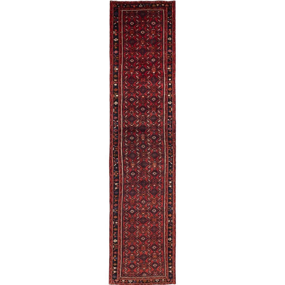 Tappeto Hamadan Persia grigio rosso 90x407 Tappeto Hamadan Persia grigio rosso 90x407