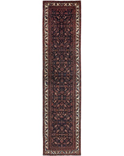 Tappeto Hamadan Persia grigio marrone 95x415