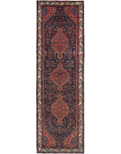 Tappeto Hamadan Persia grigio arancione 110x360
