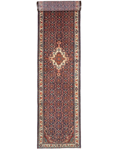 Tappeto Hamadan Persia grigio marrone 118x520