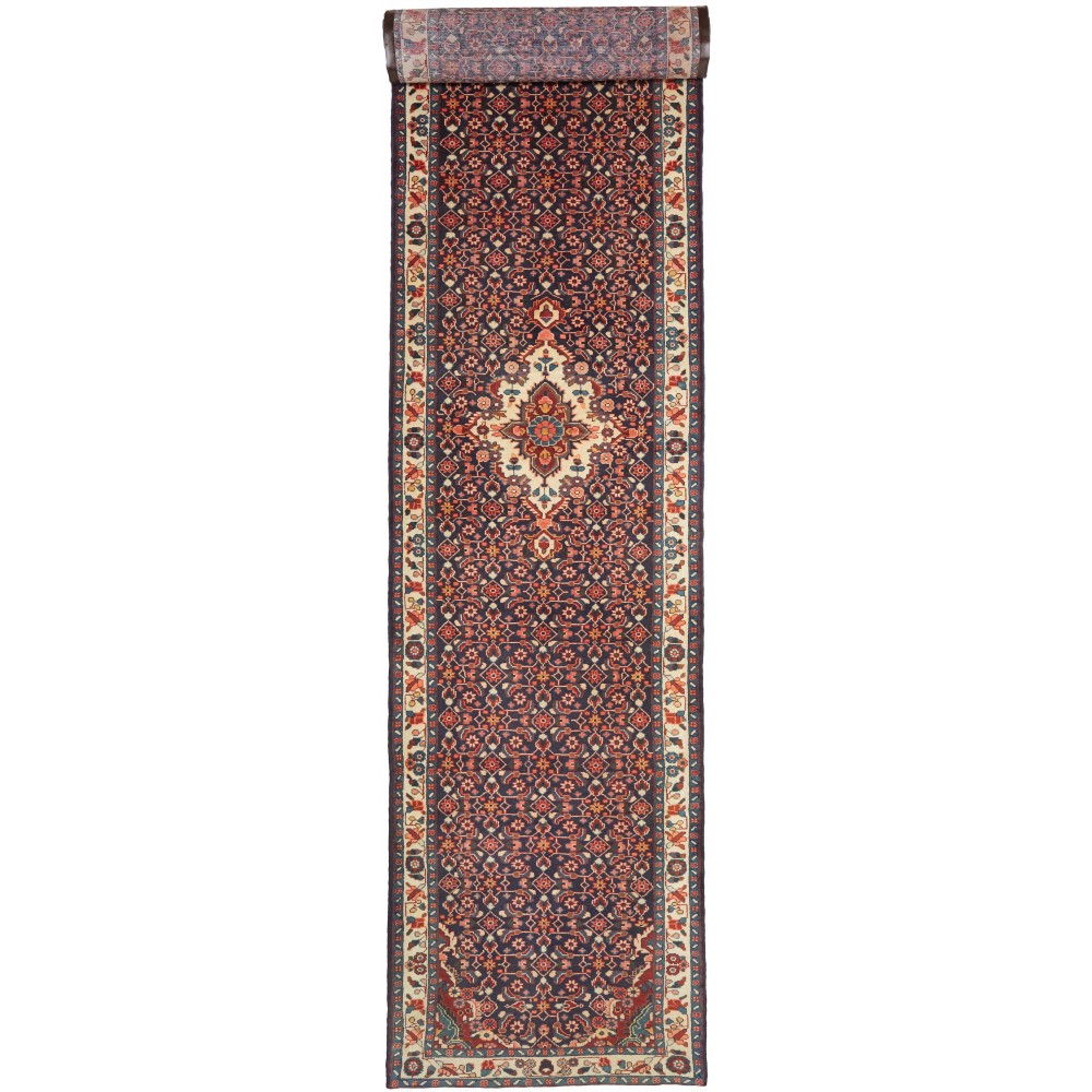 Tappeto Hamadan Persia grigio marrone 118x520 Tappeto Hamadan Persia grigio marrone 118x520