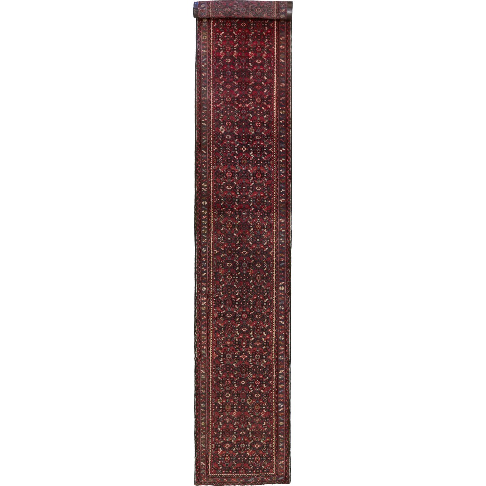 Tappeto Hamadan Persia grigio marrone 76x500 Tappeto Hamadan Persia grigio marrone 76x500