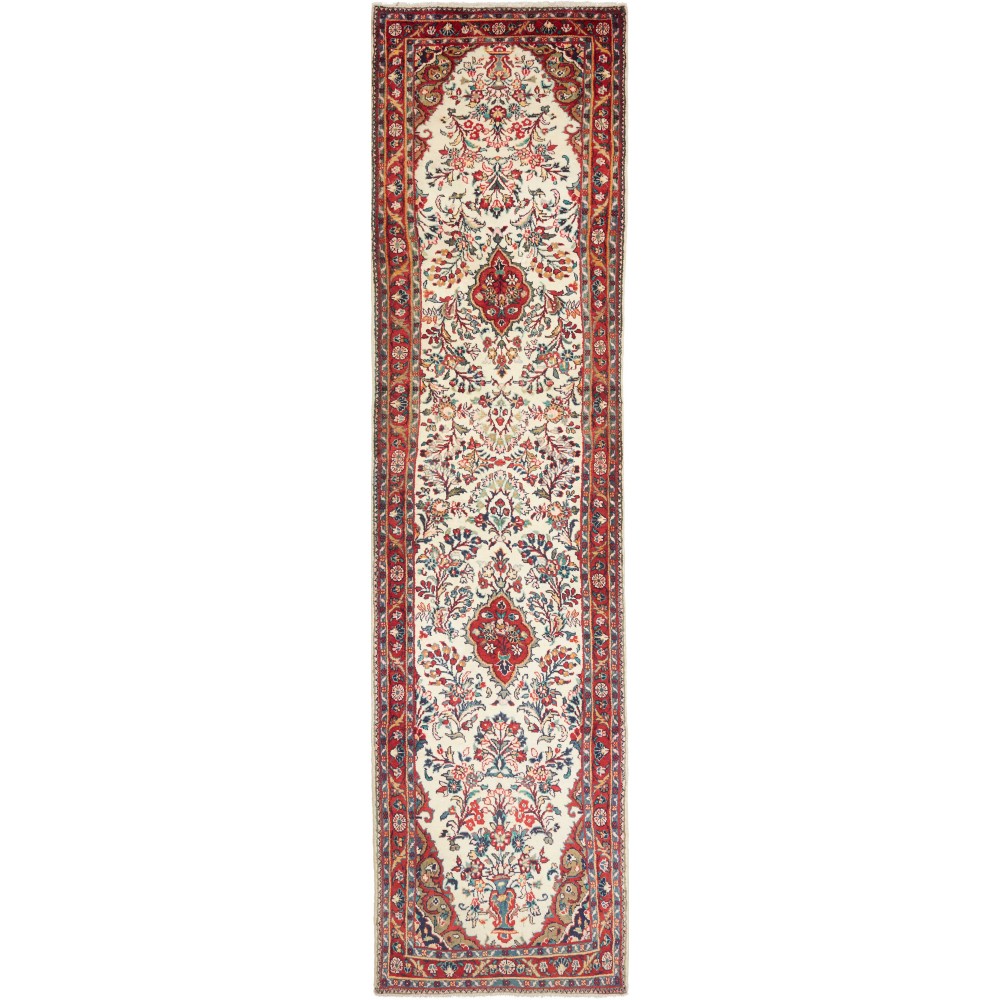 Tappeto Hamadan Persia beige grigio 94x368 Tappeto Hamadan Persia beige grigio 94x368