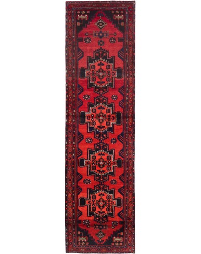 Tappeto Hamadan Persia grigio rosso 104x395