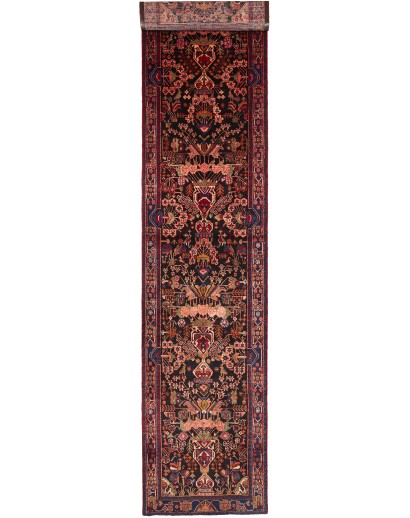 Tappeto Hamadan Persia grigio arancione 108x488