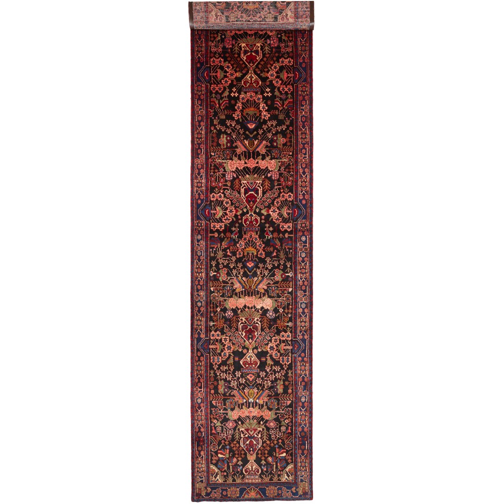 Tappeto Hamadan Persia grigio arancione 108x488 Tappeto Hamadan Persia grigio arancione 108x488