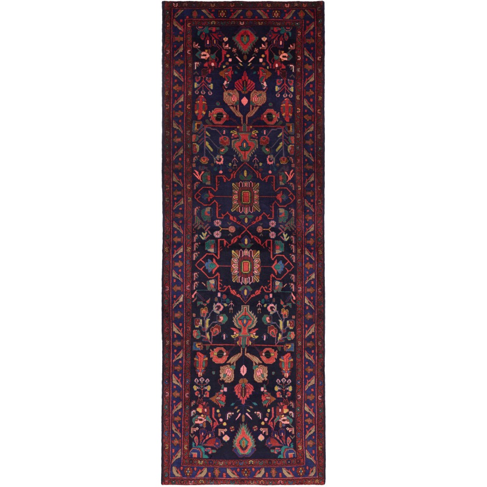 Tappeto Hamadan Persia grigio rosso 117x360 Tappeto Hamadan Persia grigio rosso 117x360