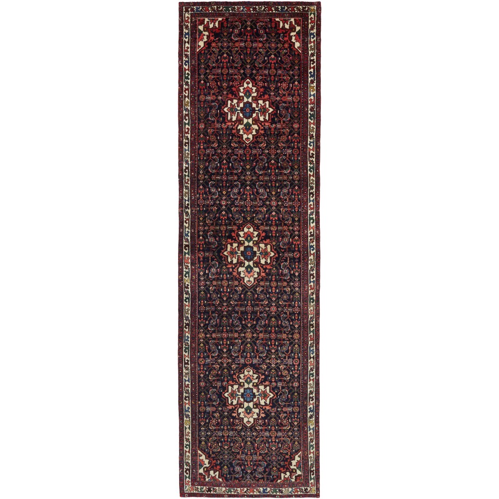 Tappeto Hamadan Persia grigio marrone 108x407 Tappeto Hamadan Persia grigio marrone 108x407