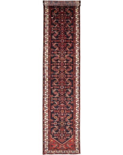 Tappeto Hamadan Persia grigio giallo 98x506