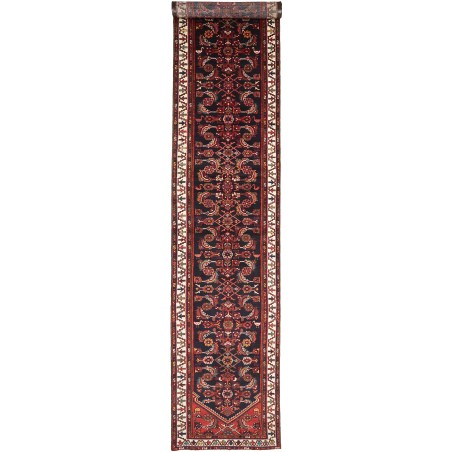 Tappeto Hamadan Persia grigio giallo 98x506