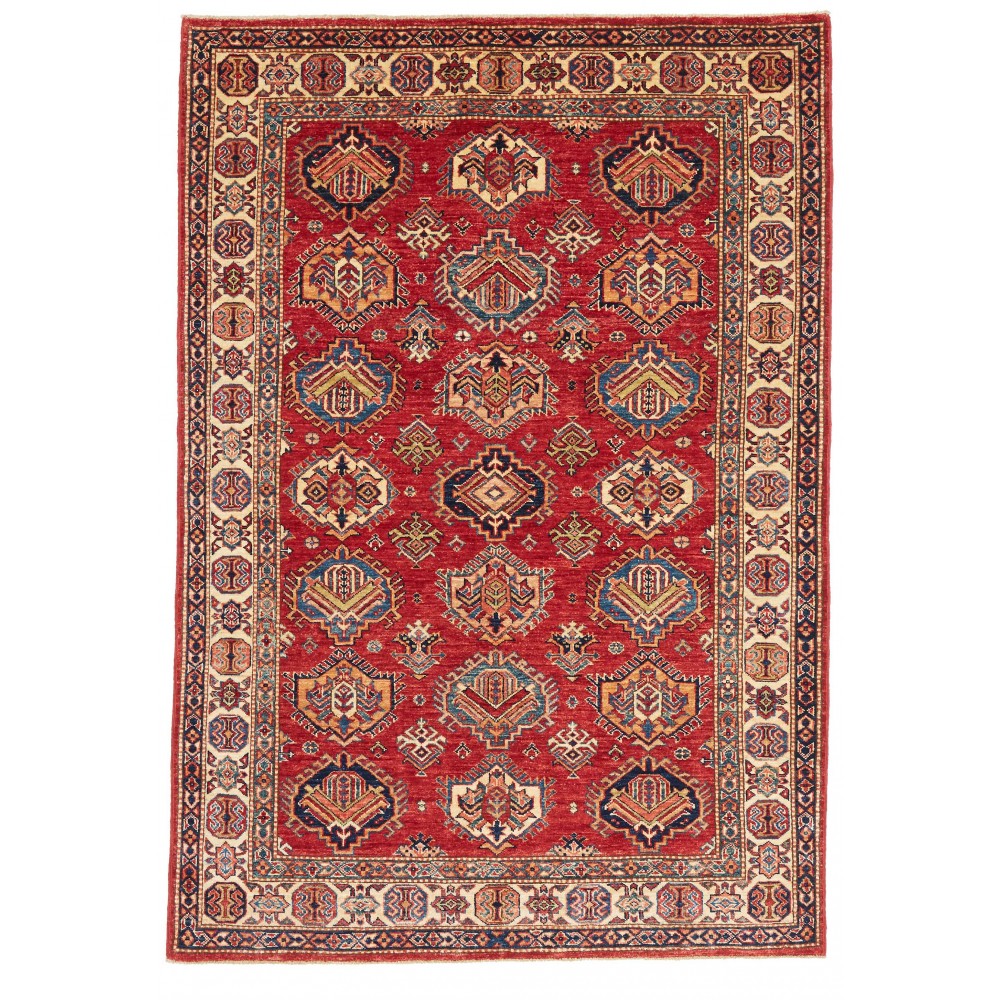 Tappeto Kazak Fine Pakistan marrone grigio 143x205 Tappeto Kazak Fine Pakistan marrone grigio 143x205