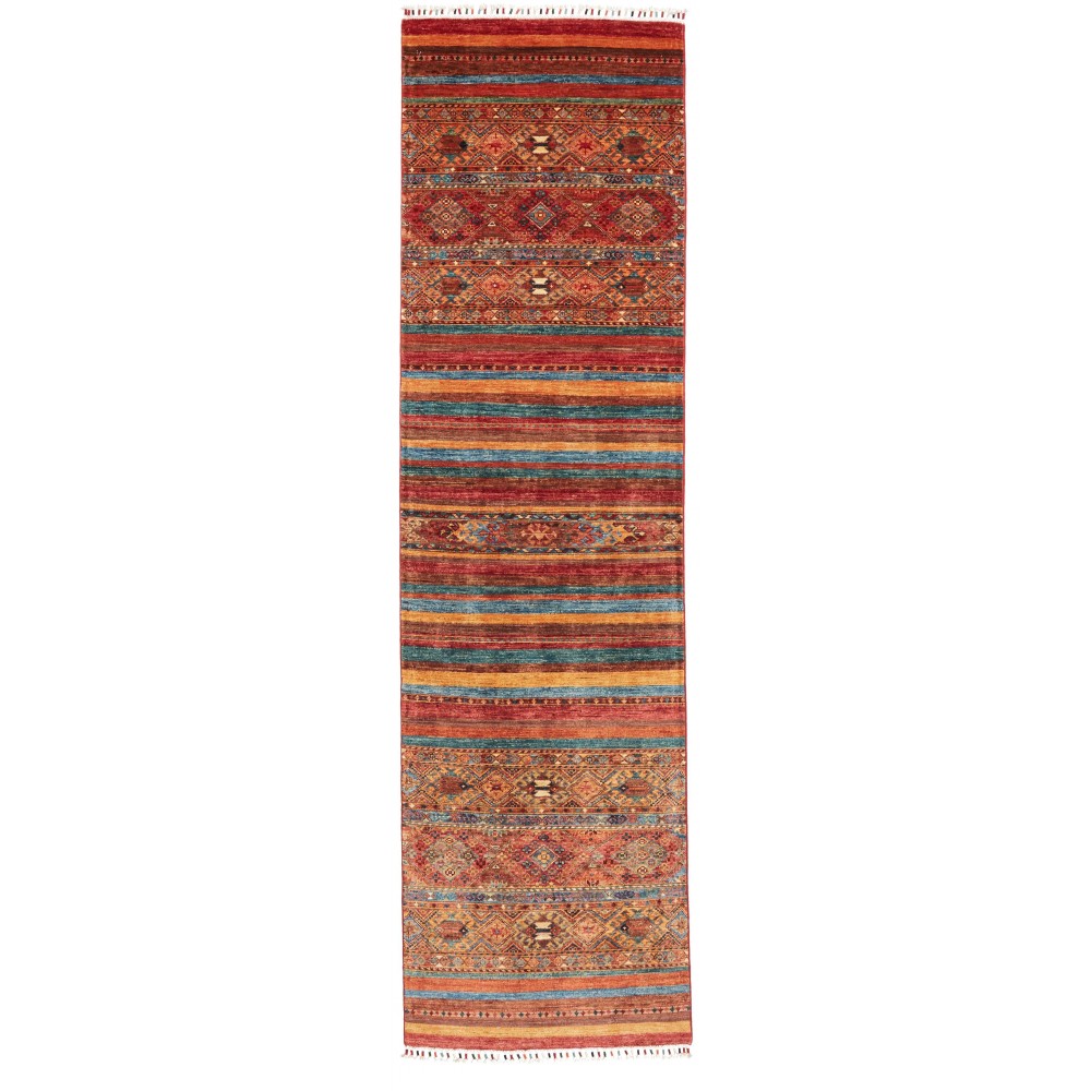 Tappeto Samarkand Pakistan marrone grigio 82x292 Tappeto Samarkand Pakistan marrone grigio 82x292