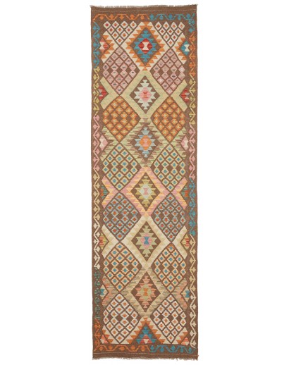 Tappeto Kilim Afghanistan bianco marrone 89x303