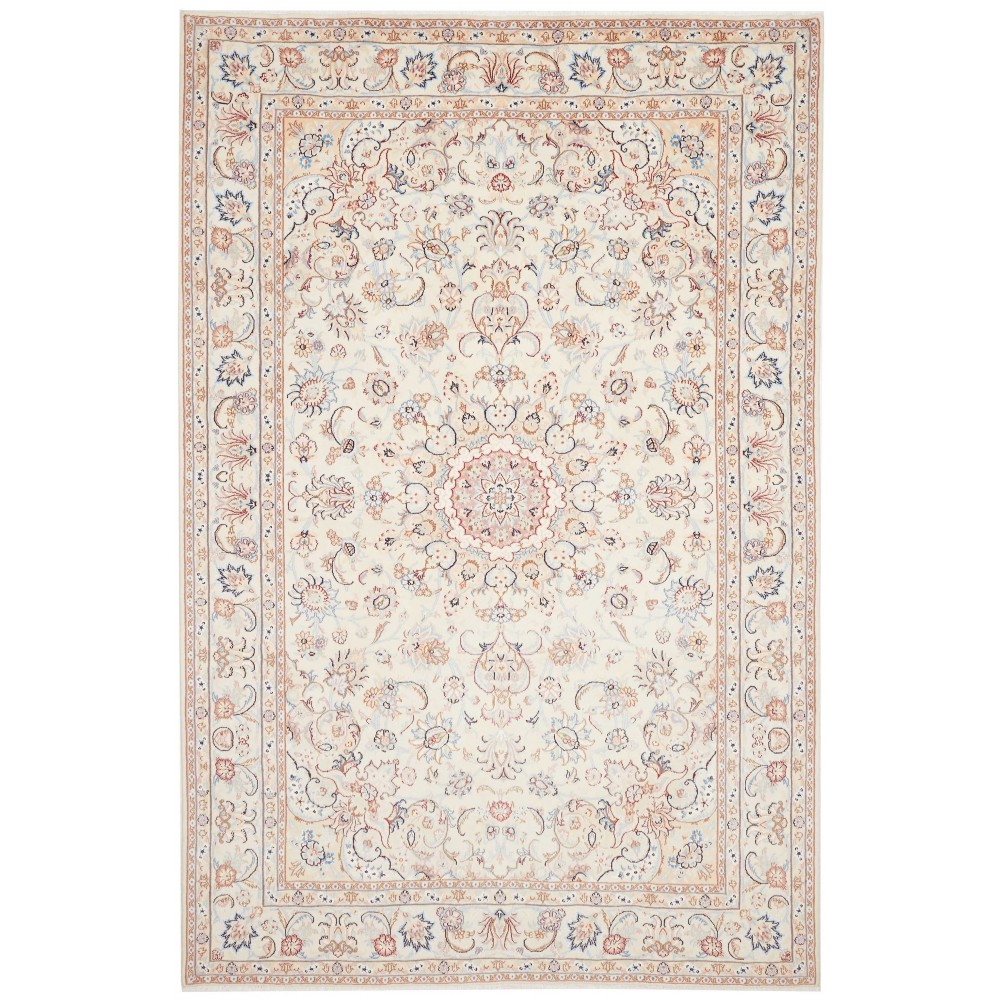 Tappeto Kashan Persia bianco marrone 200x303 Tappeto Kashan Persia bianco marrone 200x303