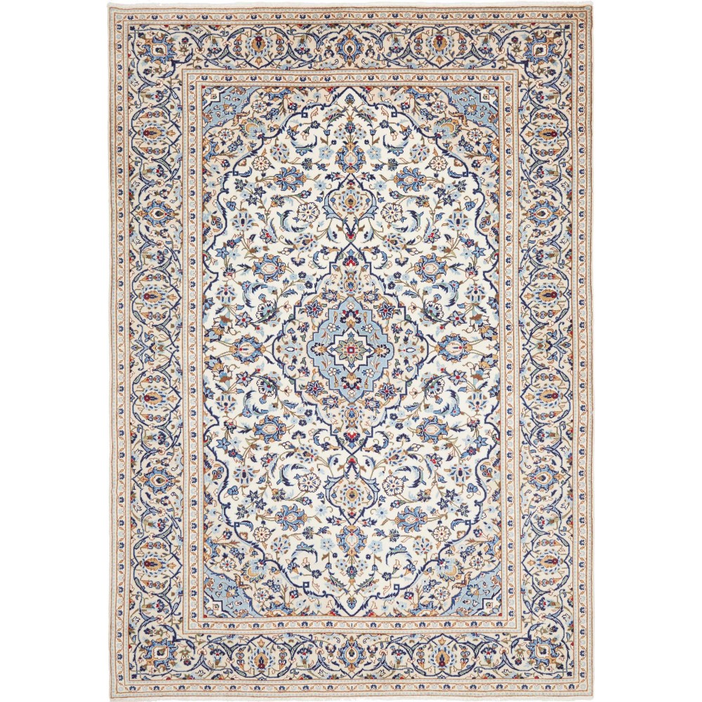 Tappeto Kashan Persia bianco marrone 197x290 Tappeto Kashan Persia bianco marrone 197x290