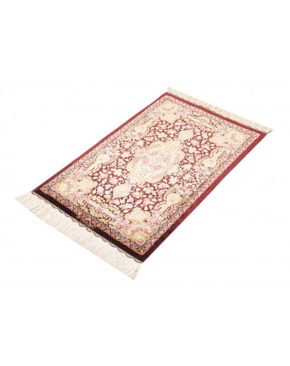 Tappeto Ghom seta Persia marrone 60x90