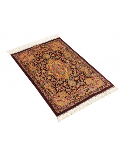 Tappeto Ghom seta Persia marrone 60x90