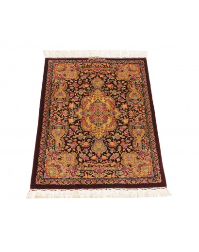 Tappeto Ghom seta Persia marrone 60x90