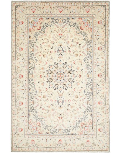 Tappeto Kashan Persia bianco grigio 195x300