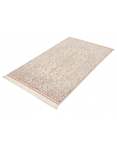 Tappeto Ghom seta Persia beige bianco 100x153