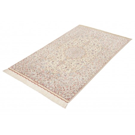 Tappeto Ghom seta Persia beige bianco 100x153