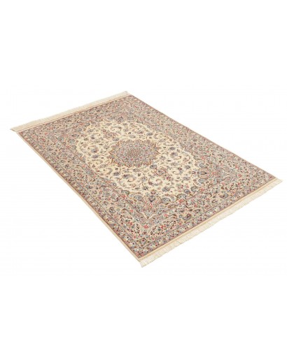 Tappeto Ghom seta Persia beige bianco 100x153
