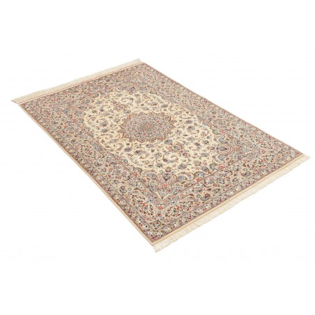 Tappeto Ghom seta Persia beige bianco 100x153