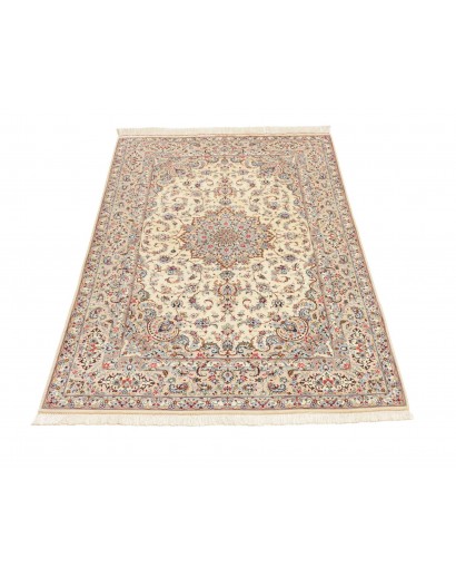Tappeto Ghom seta Persia beige bianco 100x153