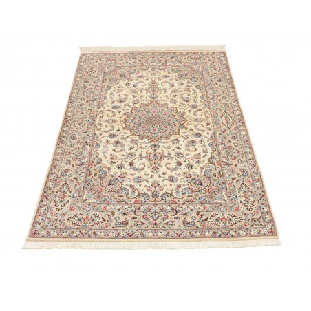 Tappeto Ghom seta Persia beige bianco 100x153