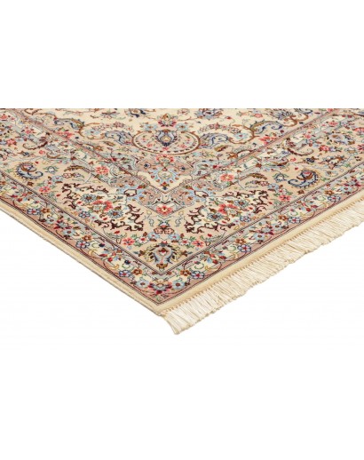 Tappeto Ghom seta Persia beige bianco 100x153
