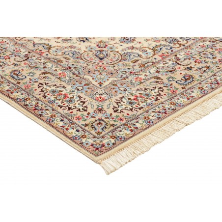 Tappeto Ghom seta Persia beige bianco 100x153