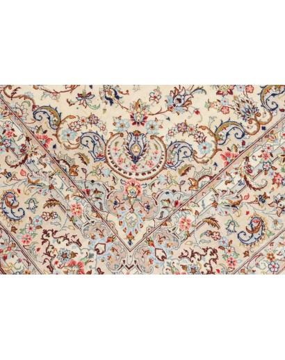 Tappeto Ghom seta Persia beige bianco 100x153