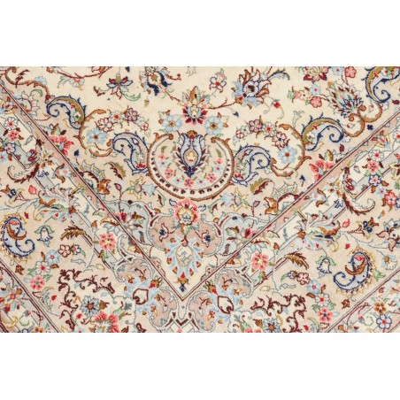 Tappeto Ghom seta Persia beige bianco 100x153