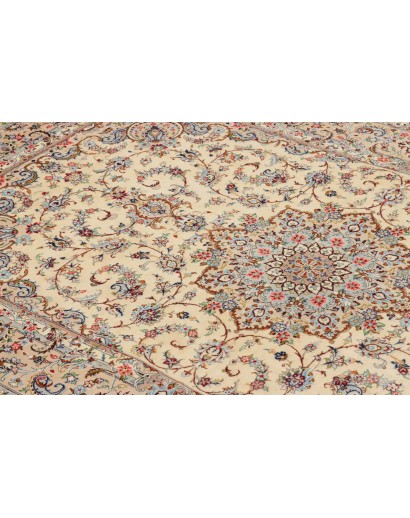 Tappeto Ghom seta Persia beige bianco 100x153