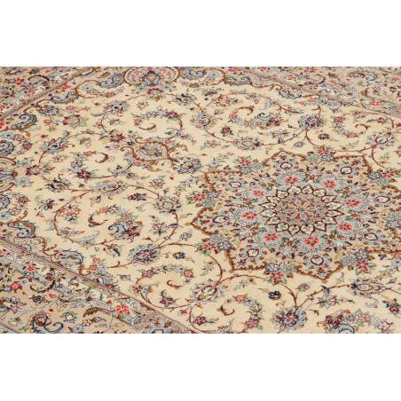 Tappeto Ghom seta Persia beige bianco 100x153