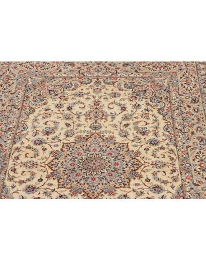 Tappeto Ghom seta Persia beige bianco 100x153