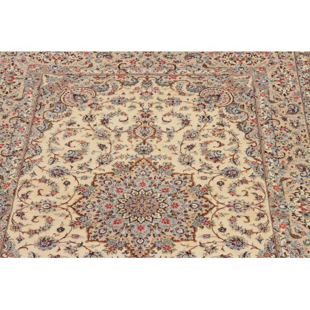 Tappeto Ghom seta Persia beige bianco 100x153