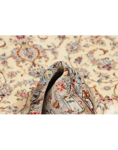 Tappeto Ghom seta Persia beige bianco 100x153