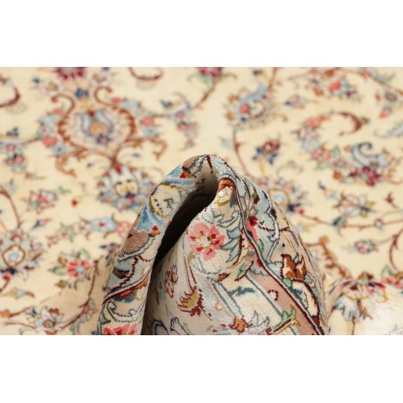Tappeto Ghom seta Persia beige bianco 100x153