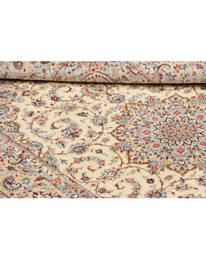 Tappeto Ghom seta Persia beige bianco 100x153
