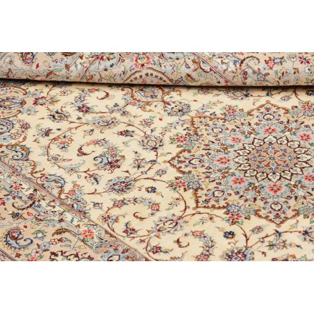 Tappeto Ghom seta Persia beige bianco 100x153