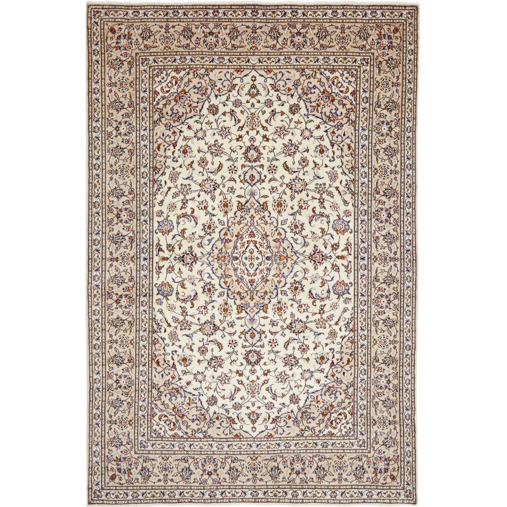 Tappeto Kashan Persia bianco verde 192x290 Tappeto Kashan Persia bianco verde 192x290