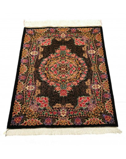 Tappeto Ghom seta Persia grigio rosso 60x90
